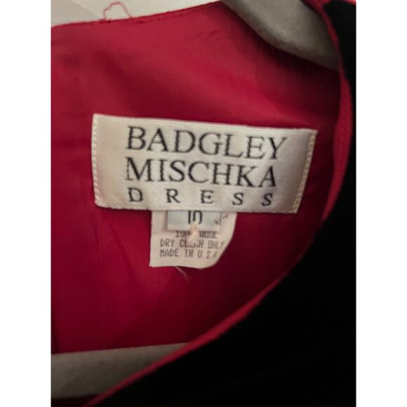 Badgley Mischka Women's Vintage Burgundy Black 100% Wool Dress Size 10 Designer - Picture 3 of 10